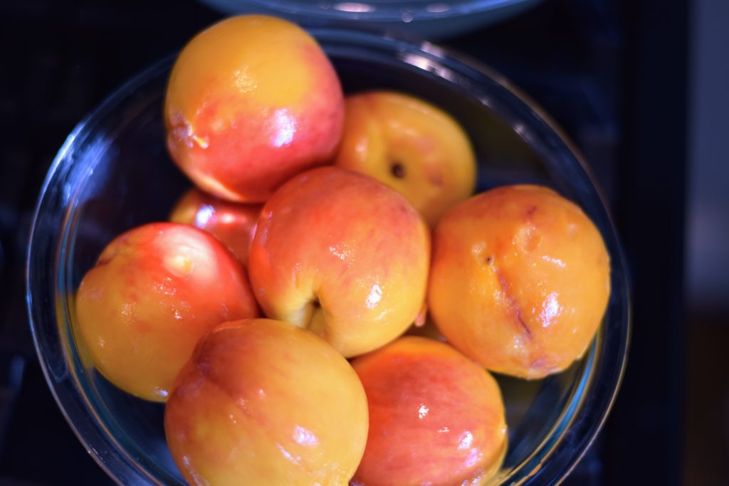 Pealed fresh peaches
