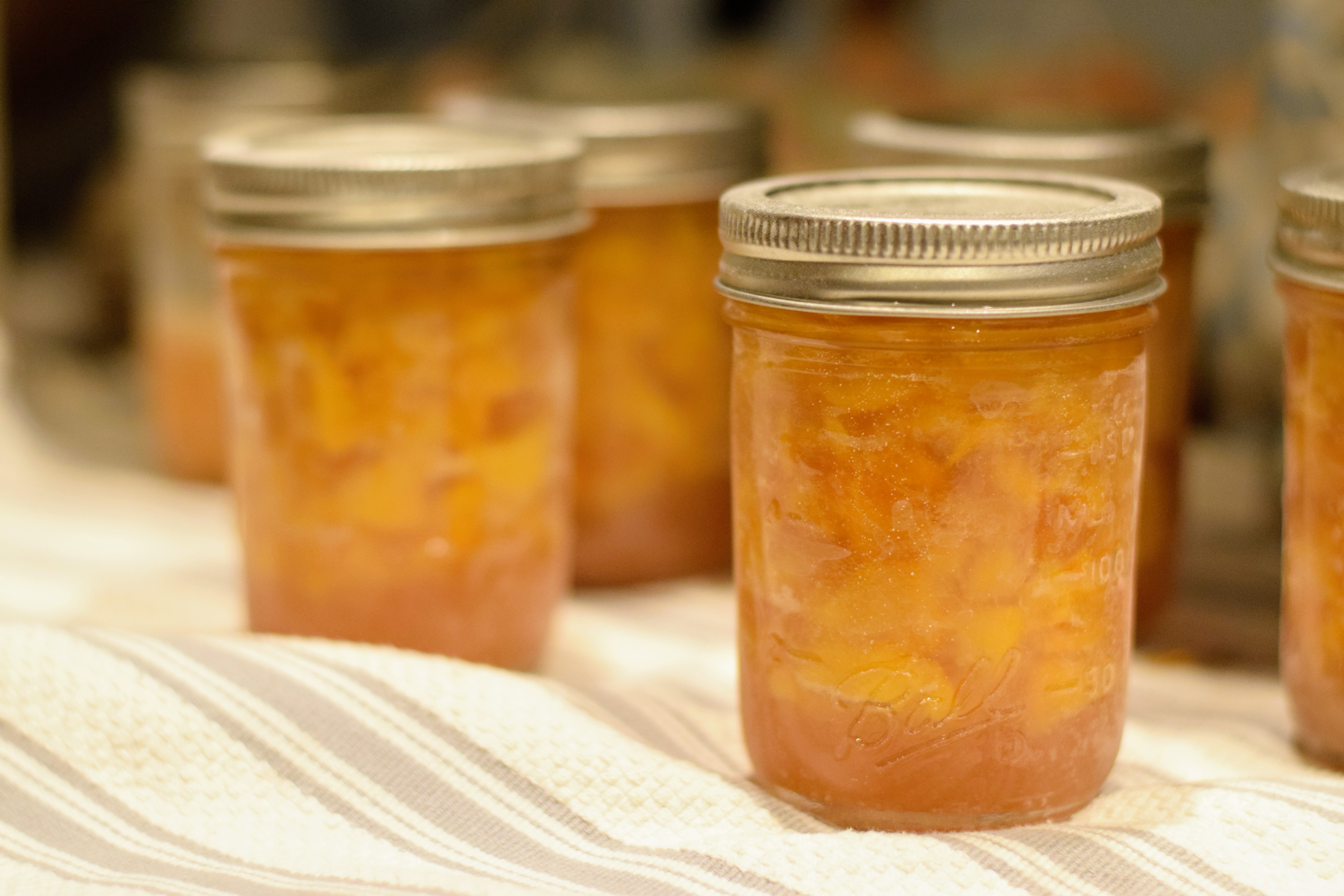 canned homemade peach jam