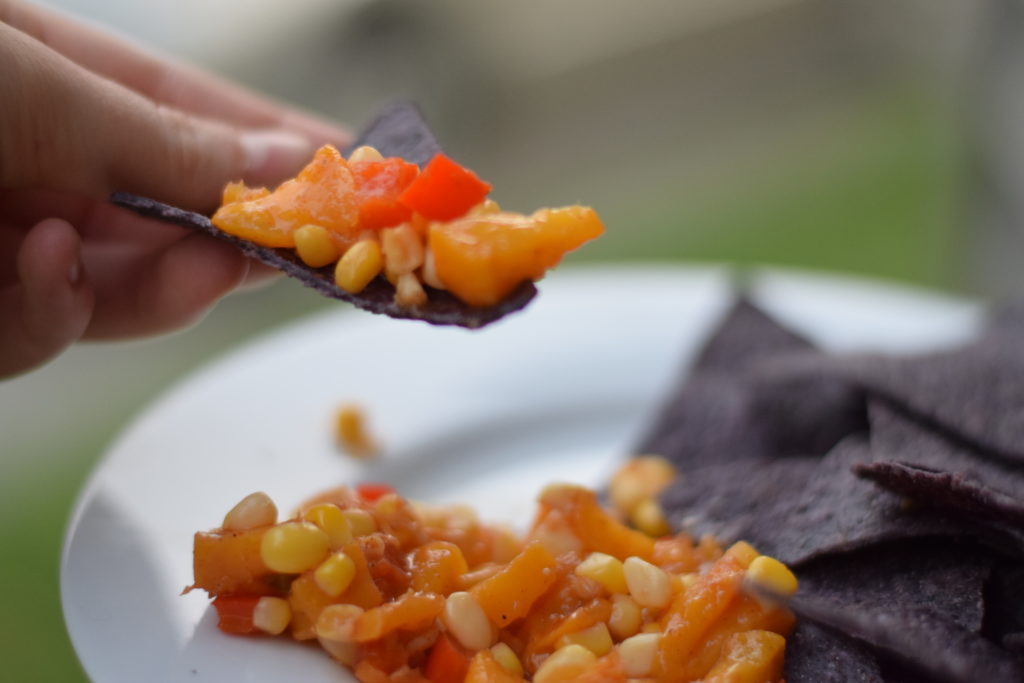 peach salsa and chips